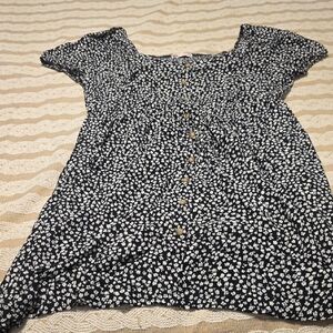 Elegant Black and White Floral Mini Dress